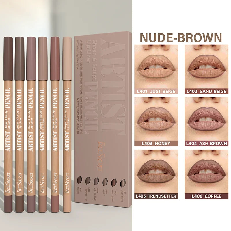 18Pcs Nude Matte Lip Liner Set,High Pigmented Natural Lip Makeup Soft Pencils Longwear Smooth Ultra Fine,Long-Lasting Waterproof