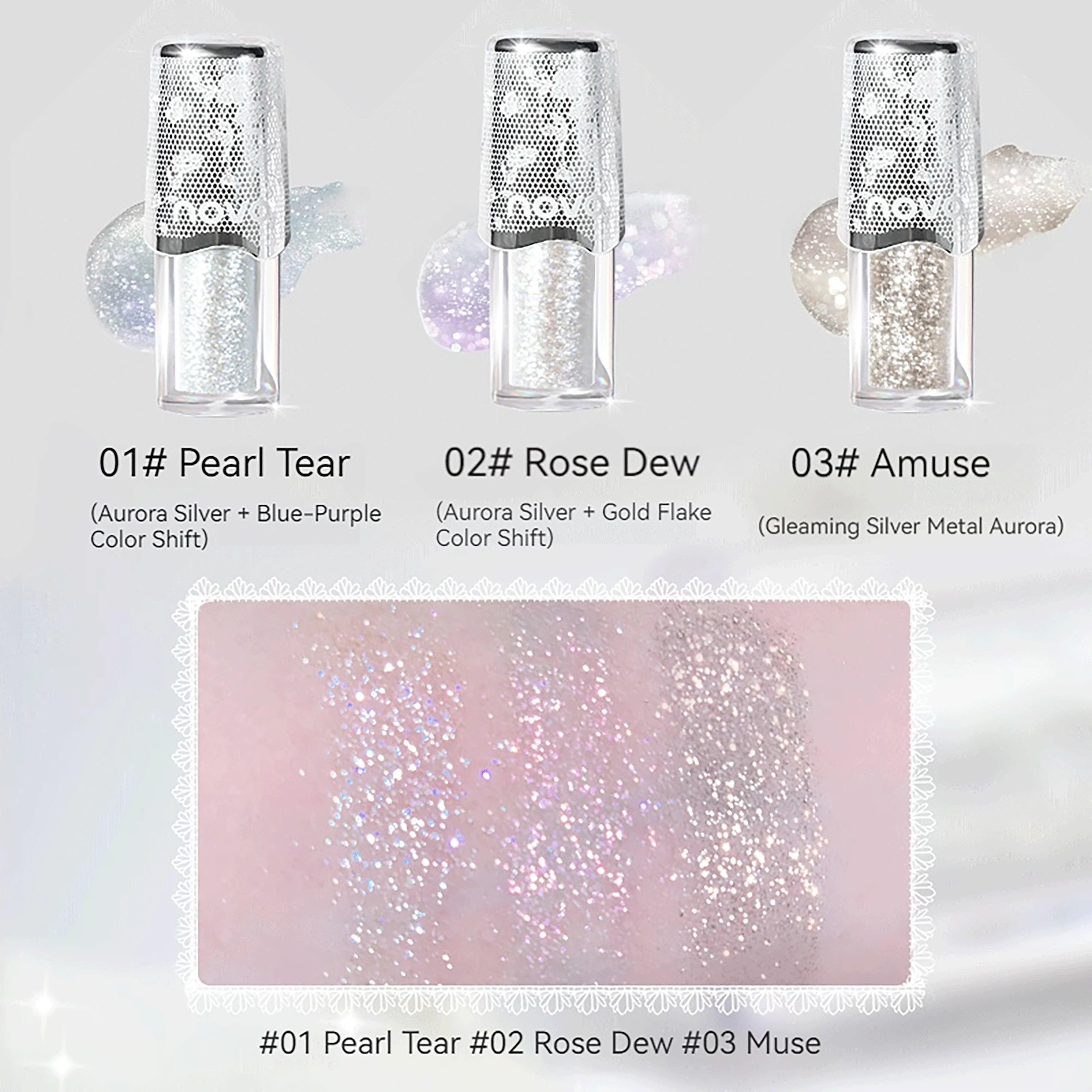 NOVO Fine Shimmer Liquid Highlighter, suitable for everyday wear, parties, Christmas and New Year celebrations.