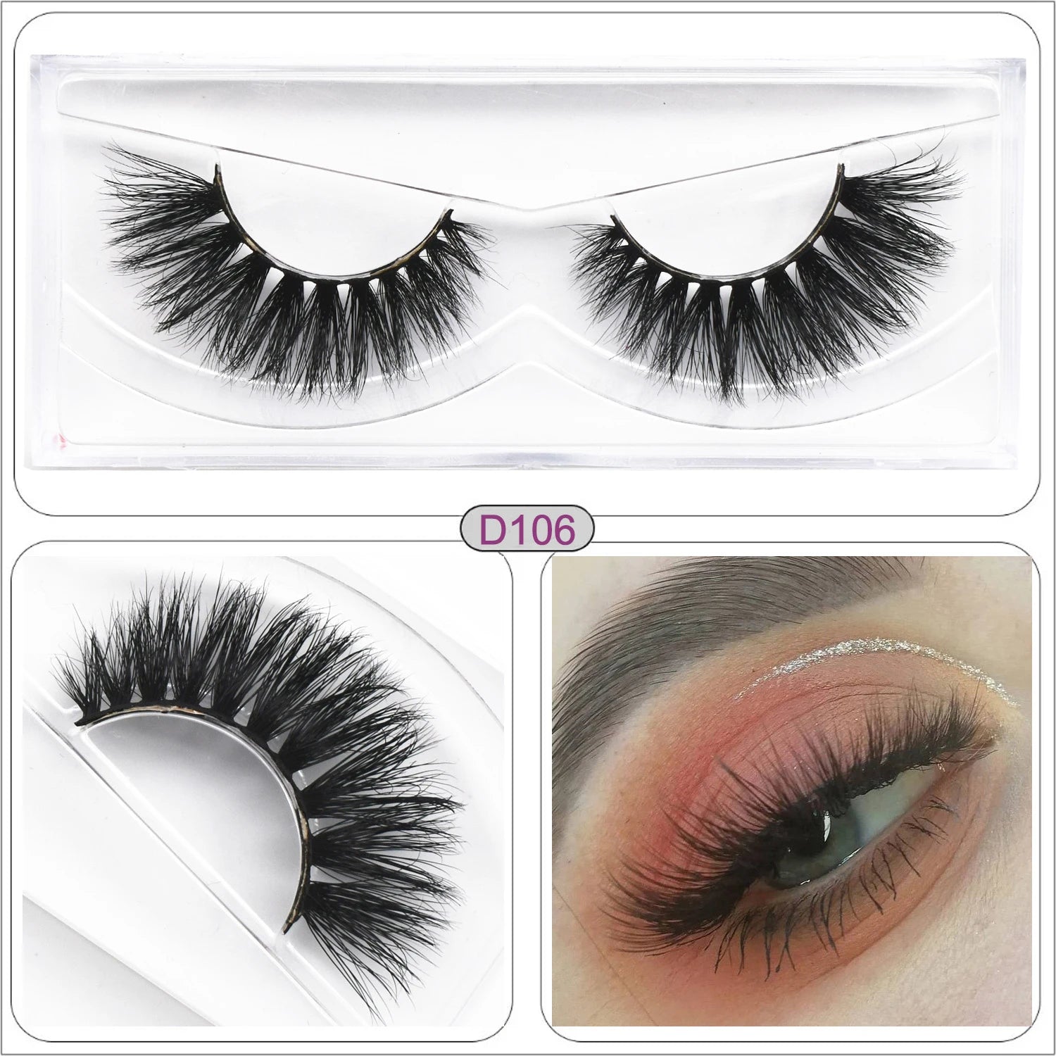 Mink Fake Eyelashes 3D Mink Lashes Natural Long False Eyelash Cruelty-free Mink Hair Fluttery False Lashes Makeup D101 Lash Gift