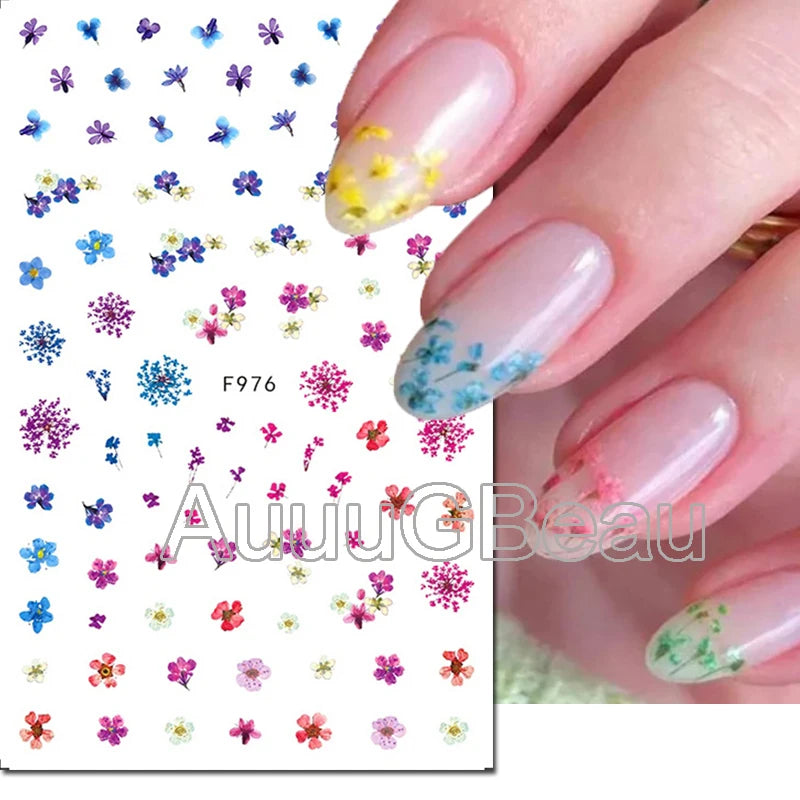 3d Nail Art Decals Geometric Lines Daisy Sunflowers Letters Adhesive Sliders Nail Stickers Decoration For Manicure