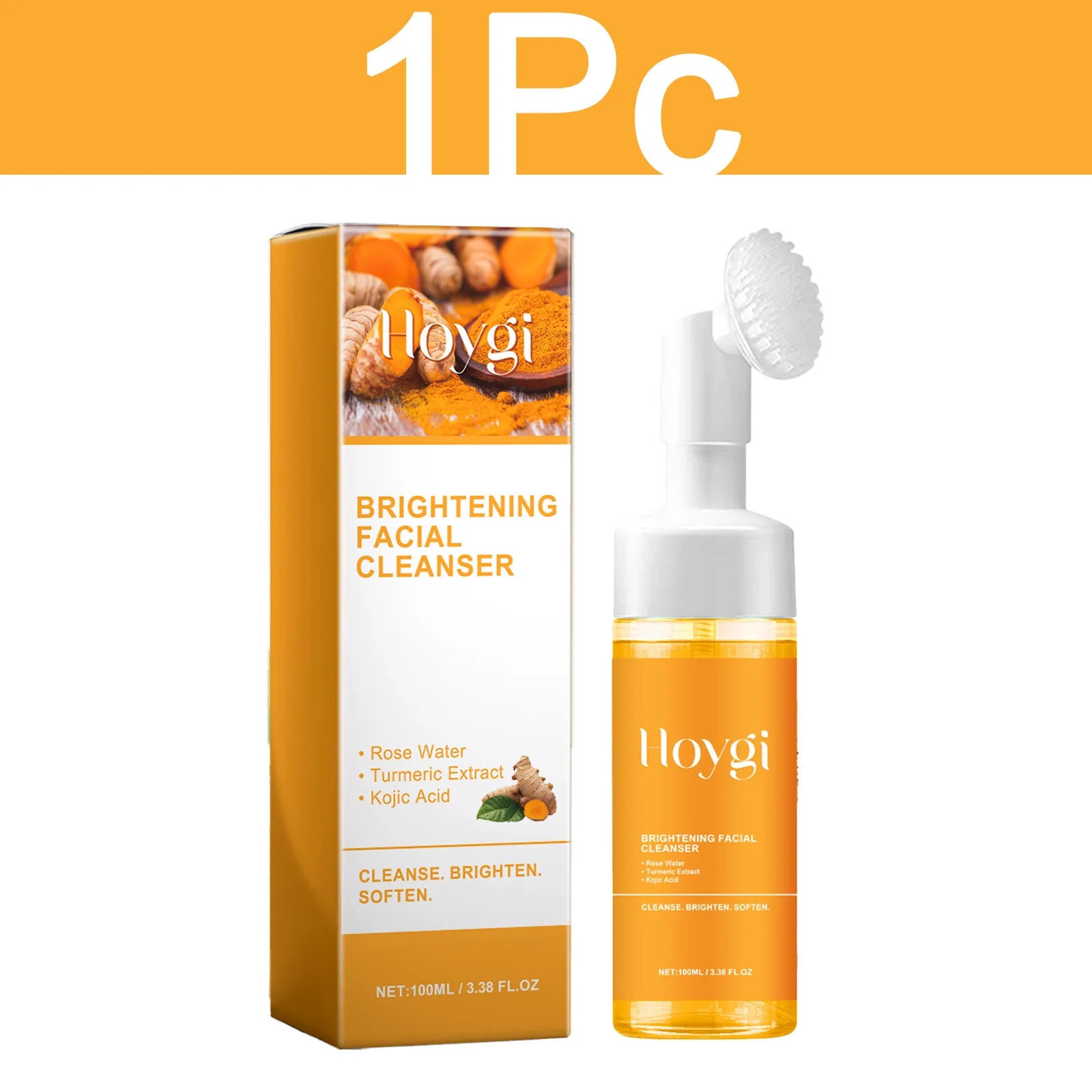 HOYGI Turmeric Cleanser Foam Deep Cleansing Blackheads Removal Moisturizing Shrink Pores Oil Control Skin Purifying Care 100ml