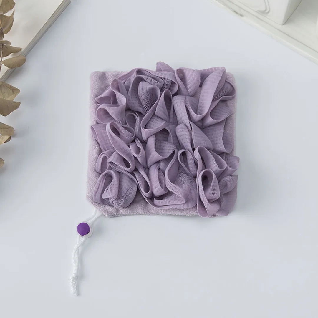 2-In-1 Bath Ball Towel Loofah With Drawstring Closure For Soap Soft Exfoliating Mesh Shower Sponge Body Skin Care Bathing Tools