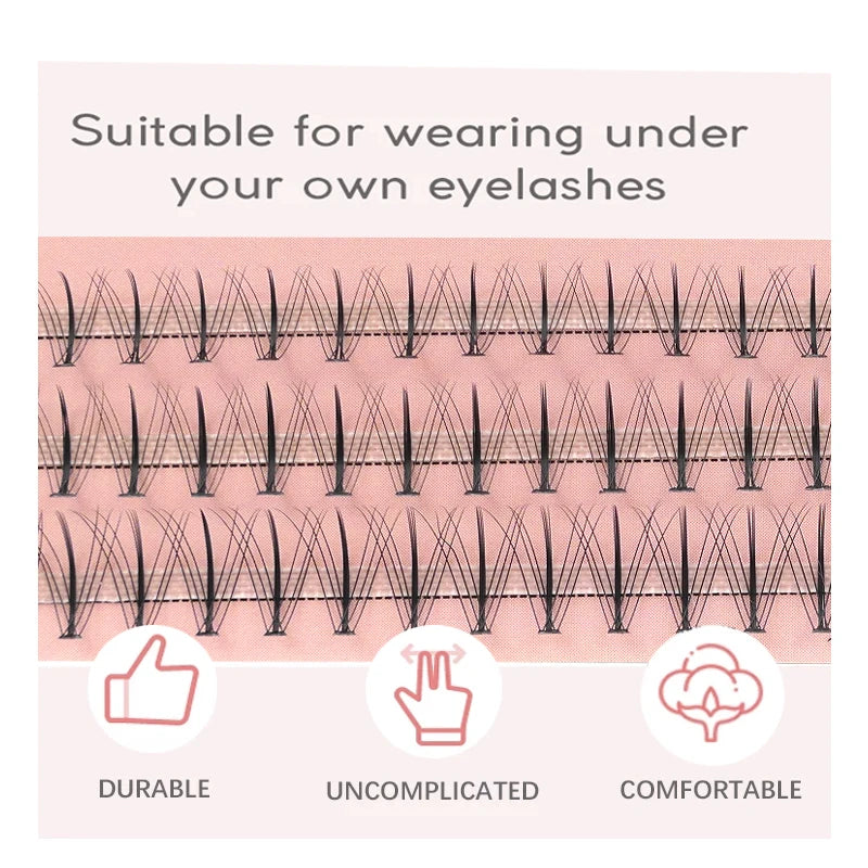 Anlinnet  Sandwich Eyelashes Professional Makeup Individual Lashes Cluster Natural Fluffy Eyelashes 10D Mink False Eyela