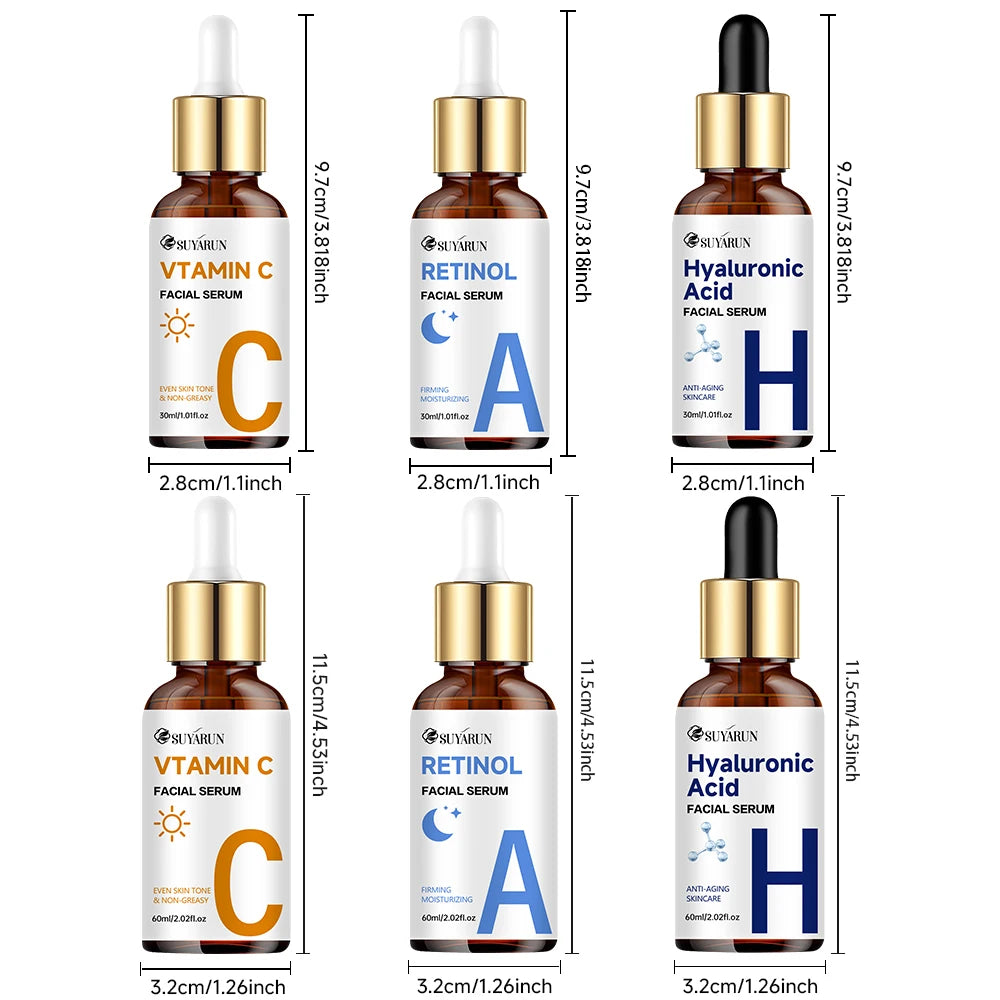 SUYARUN Vitamin C + Retinol + Hyaluronic Acid Serum Duo | Anti-Aging Brightening & Hydration Combo | For All Skin Type.