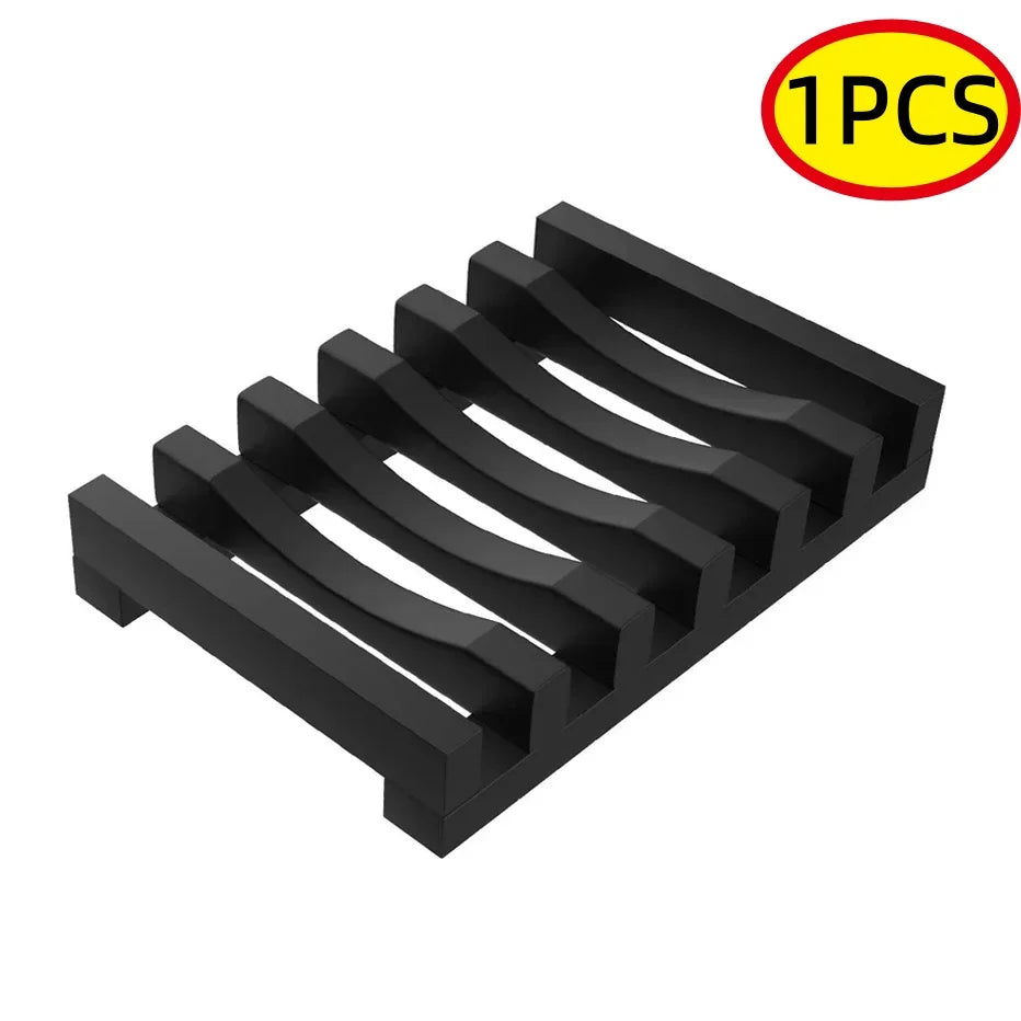Flexible Silicone Soap Holder Hollow Design Bar Soap Dish Bathtub Kitchen Soap Saver Drainer Sponges Scrubber Display