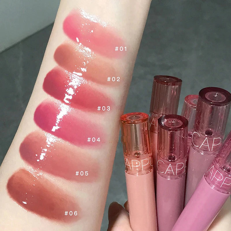 Crystal Jelly Lip Gloss Moisturizing Water-light Clear Lip Oil Waterproof Long Lasting Nude Glossy Grape Red Lip Tint Makeup