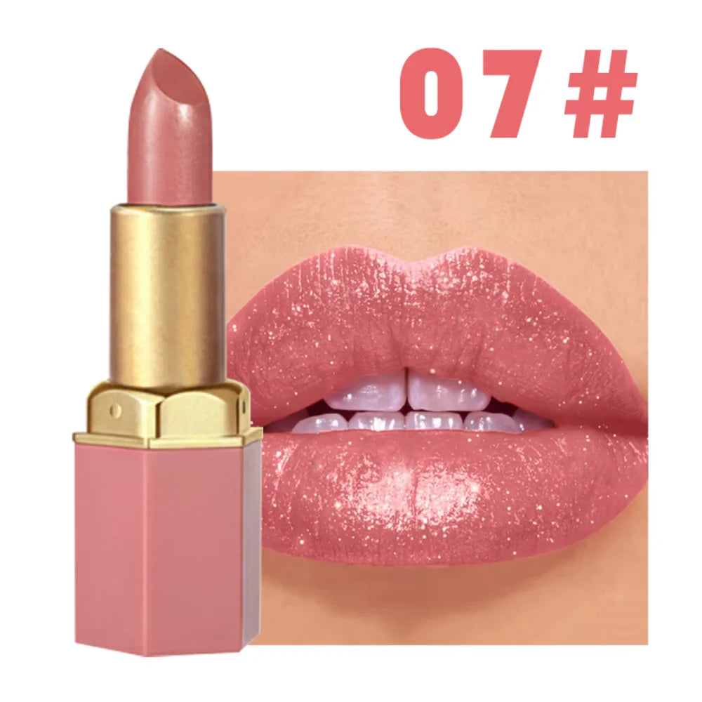 CHOOSE RASME 6-Color Chocolate Bar Lipstick Makeup Pearls Not Easy to Peel off Matte Waterproof Lipgloss
