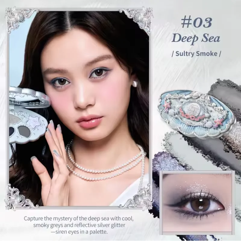 Flower Knows Shell's Jewel Collection 6-Color Eye Shadow Makeup Palette Pressed Glitter Eyeshadow Paletas Flowerknows