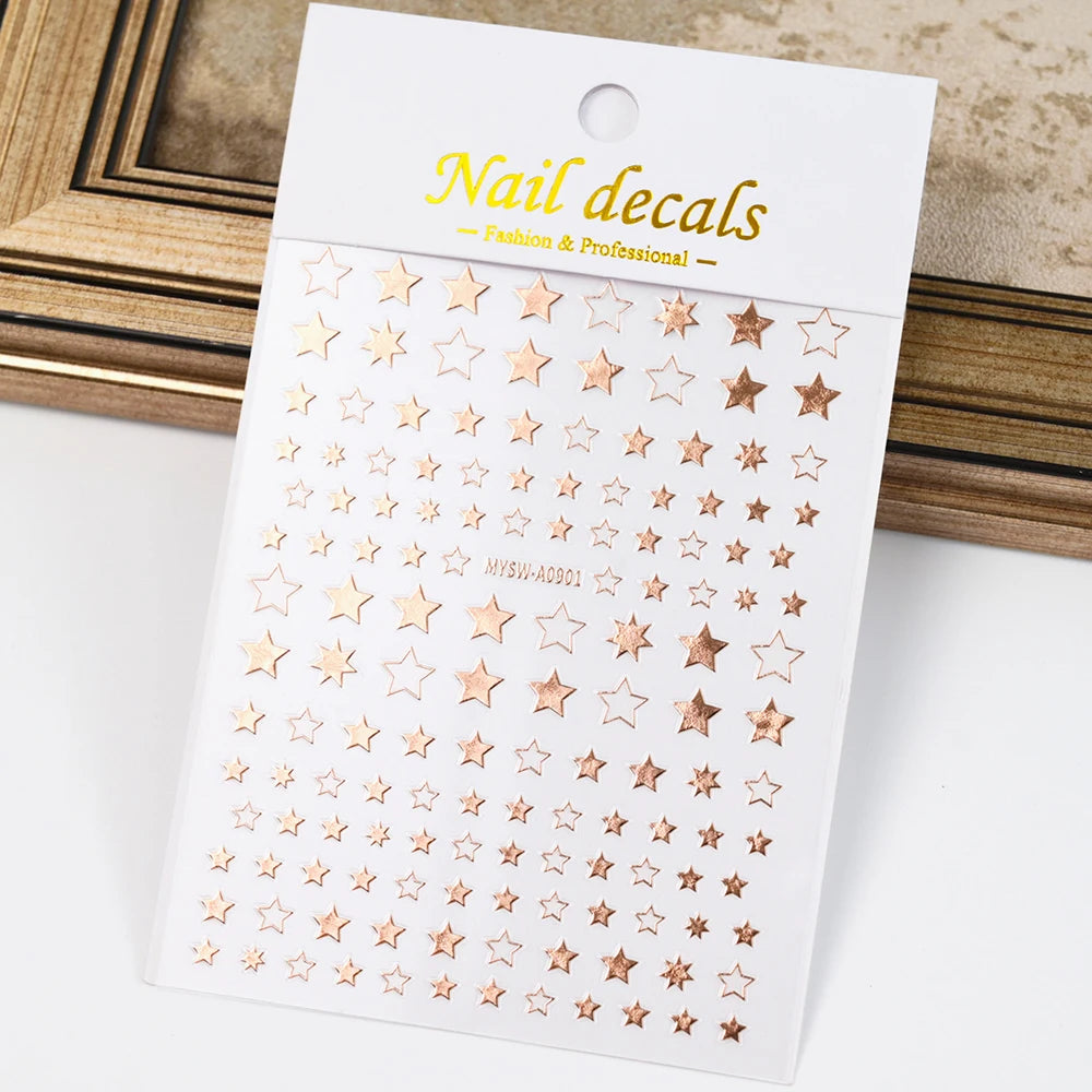 1pcs Star-Themed Nail Art Stickers 3D Self-Adhesive Plastic Decals With Glitter Finish Anime Rectangle Shape Ideal For DIY Nails