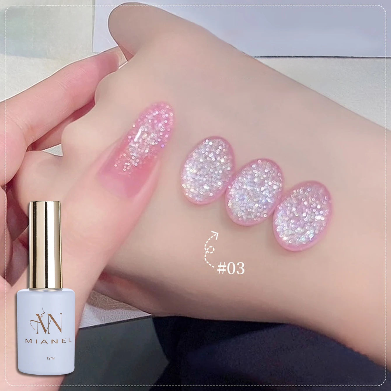 MIANEL 1pcs 12ML Summer Dream Dress Fine Glitter Gel Nail Polish 2025 New Style Popular Whitening Glitter Crushed Diamond