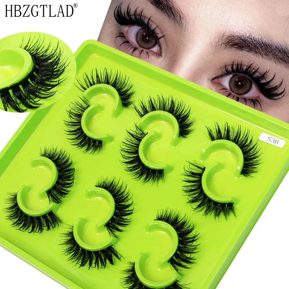HBZGTLAD 6Pairs Female Cosplay Fake Eyelashes Korean Makeup New Style Wet Spikes 3d Eyelash Bulk Wholesale Manga Lashes