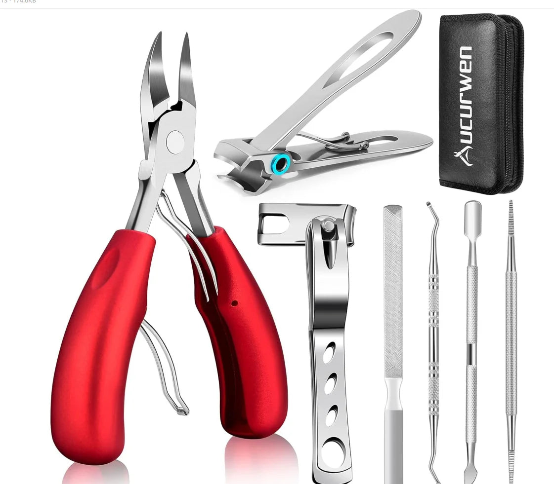5PCS/7PCS Set Heavy Duty Nail Clippers Angled Head Large Toenail Clippers Ingrown Toe Nail Clippers for Thick Toenails  Seniors