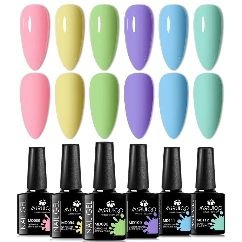 6pc All-Season Colors Gel Nail Polish Set UV LED Soak Off Nail Art Supplies Semi Permanent DIY Manicure Salon Nails Design