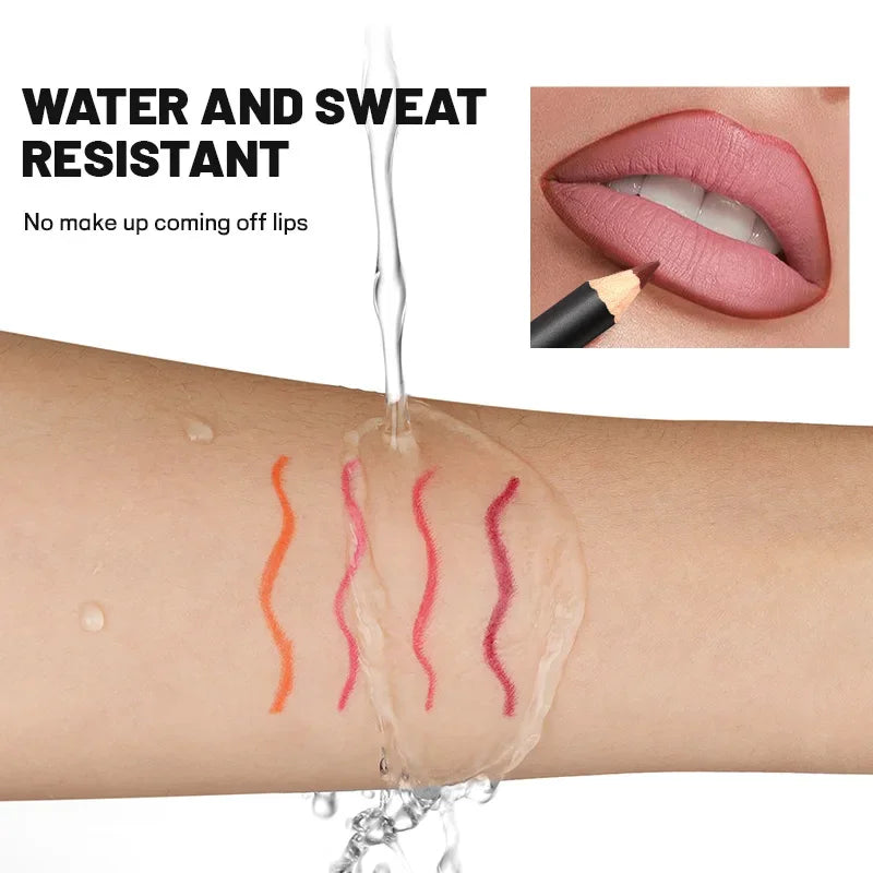 Waterproof Long Lasting Matte Lipliner Pencil Red Contour Tint Lipstick Non Stick Cup Moisturising Lip Makeup 12 Colors