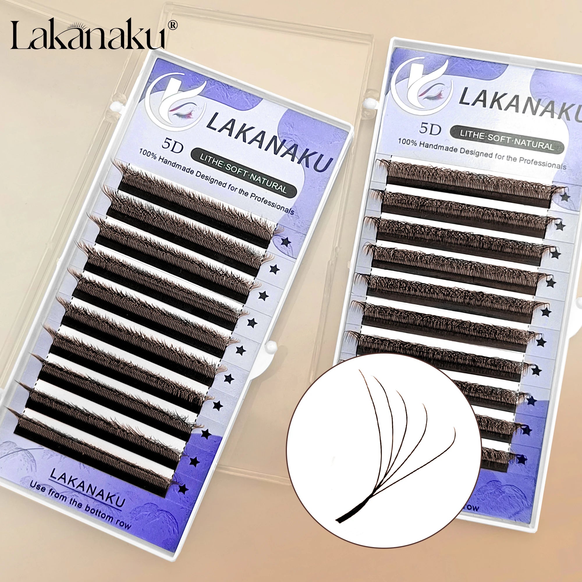 LAKANAKU Brown 5D W-Shaped M/C/D Curl Colorful Eyelashes Extensions Premade Fans Cilios De Pestañas False Eyelashes Makeup