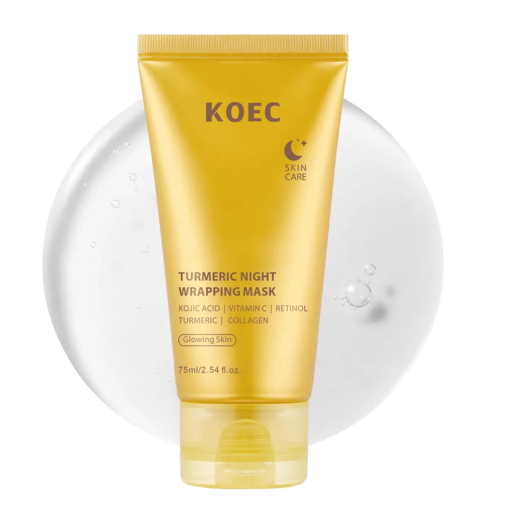 Korean Collagen Night Wrapping Peel-off Mask Turmeric VC Collagen Tear Facial Mask Moisturizing and Applying  | Free Brush win