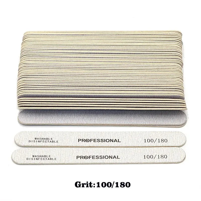 100Pcs Wooden Nail File Professional Sanding Buffer Files 100/180/240 Double Side For Salon Manicure Pedicure UV Gel Tips Tools