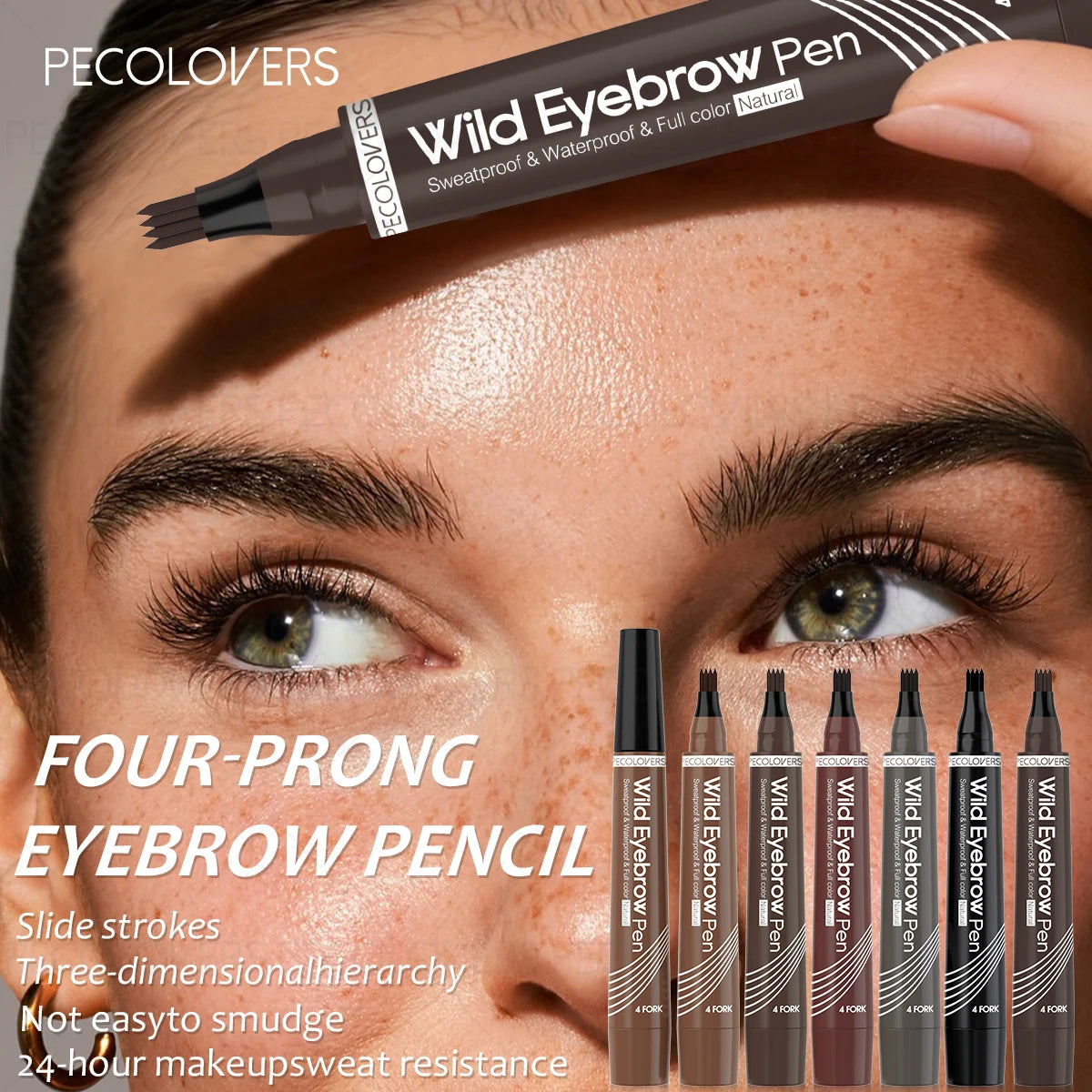Multi-color Four-pronged Eyebrow Pencil, Liquid Eyebrow Pencil, Defined Eyebrows, Waterproof and Sweatproof, Eyebrow Cosmetics