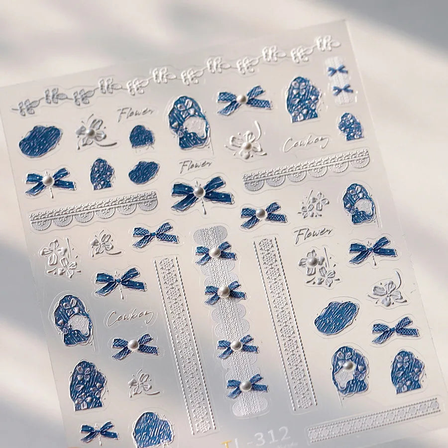 1Pcs Bronzing Nail Stickers Gold Silver Retro Bohemian Style Totems 3D Self Adhesive Nail Art Decorations Stickers Manicure Deca