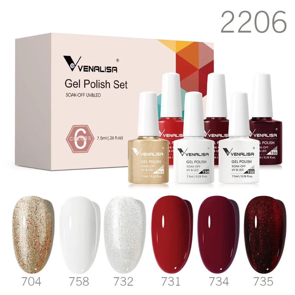 6pcs Venalisa Construction Gel Kit Stronger Jelly Color Reinforce Natural Nail Varnish Rubber Base Color Series Nude Collection