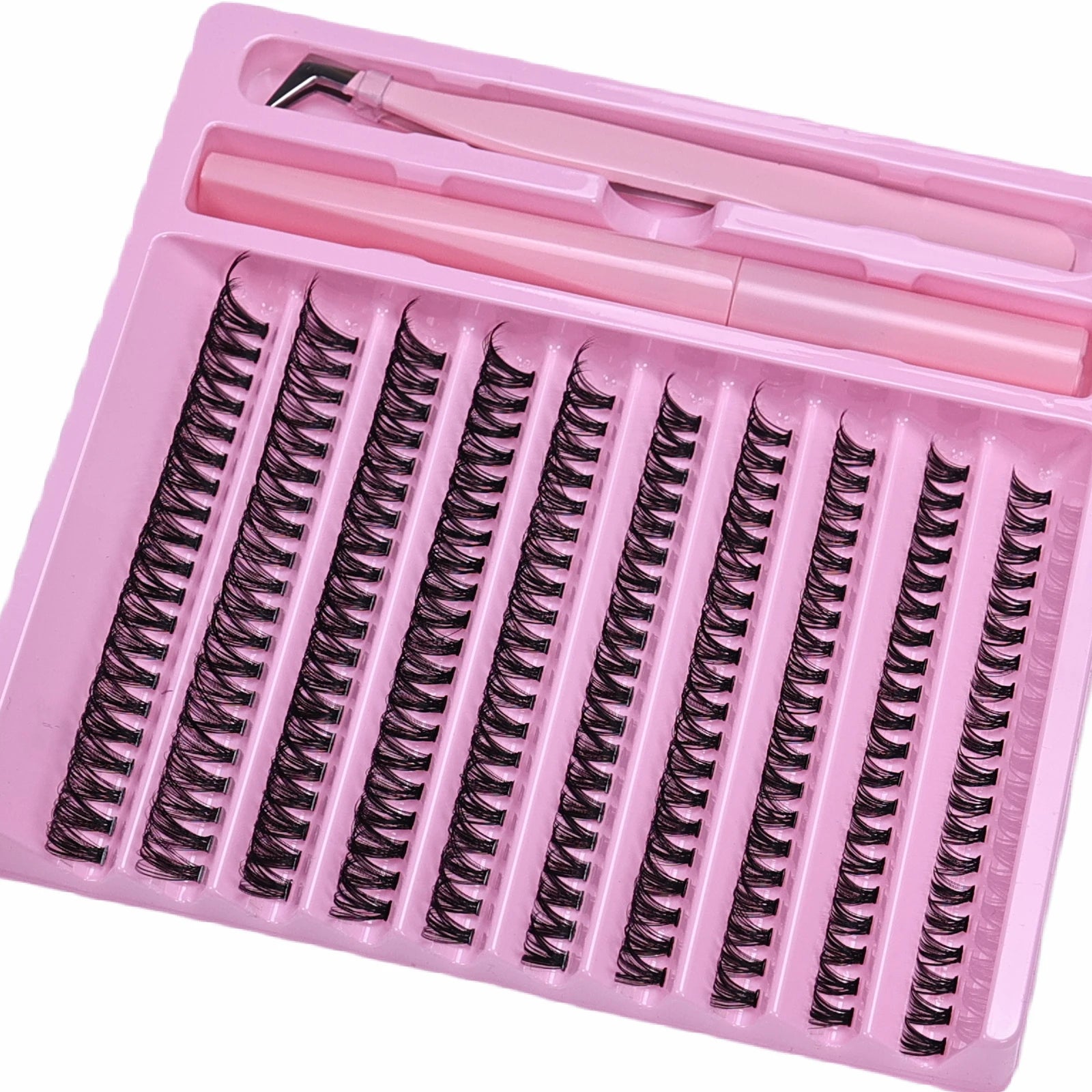 DIY Lash Extension Kit 200pcs Lash Clusters Wispy D Curling False Eyelashes with Bond And Tweezers for Professional And Home Use