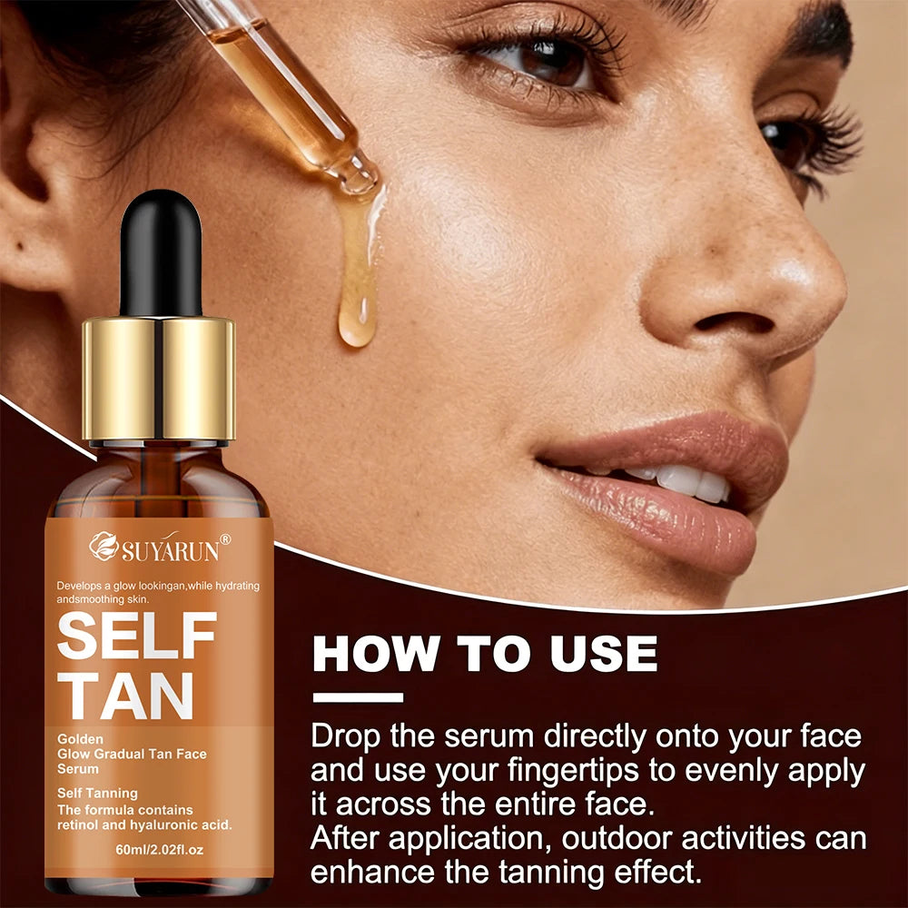 SUYARUN Self-Tanning Serum with Coconut, Jojoba Oil & Aloe – Evens Skin Tone, Gentle Hydration for All Skin Types & Genders.