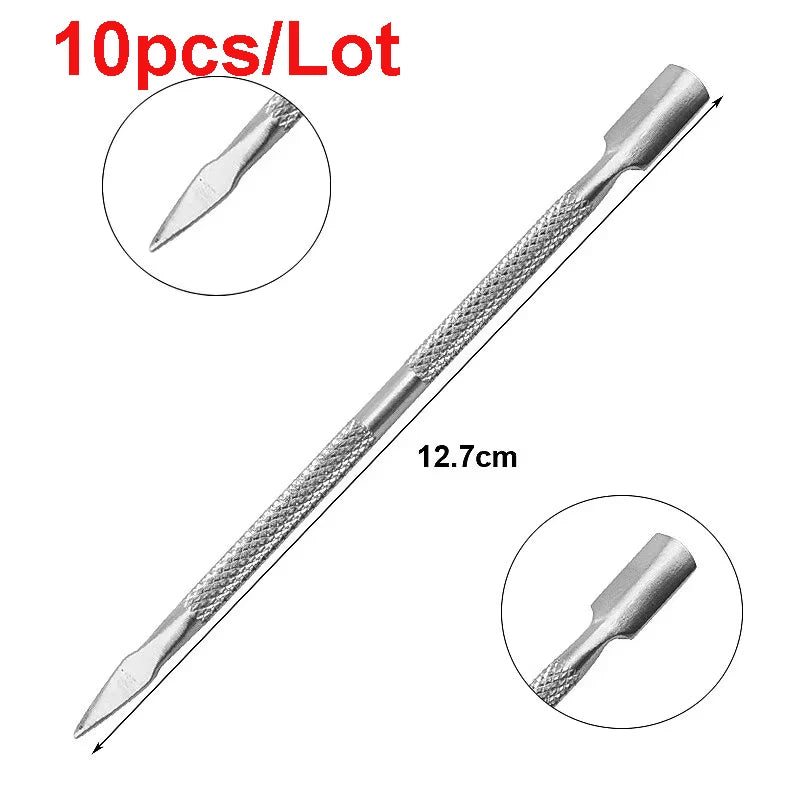 Double-ended Stainless Steel Cuticle Pusher Dead Skin Push Remover For Pedicure Manicure Nail Art Cleaner Care Tool Factory Sale