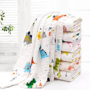 Baby Bath Towel 4-Layer Gauze Cotton Newborn Cartoon Washcloth Blanket Swaddle Blanket for Boy Girl Infant Bath Towel 70 * 90cm