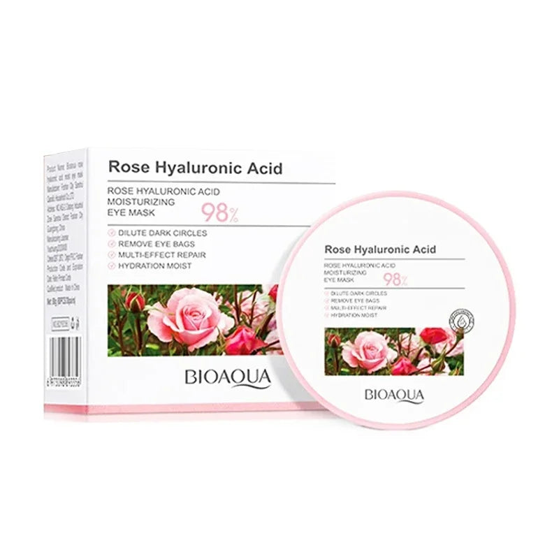60Pcs Bioaqua Rose Hyaluronic Acid Eye Mask Anti Dark Circles Eye Bags Moisturizing Anti-Aging Eye Patches Skin Care Products