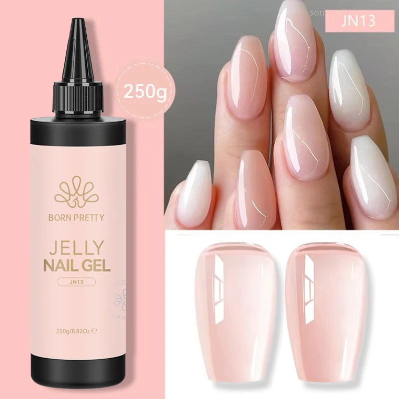 BORN PRETTY 250g Super Top Coat Gel Nail Polish Base Gel Matte Top Coat Jelly Gel Rubber Base Gel Soak Off Big Volume Varnish