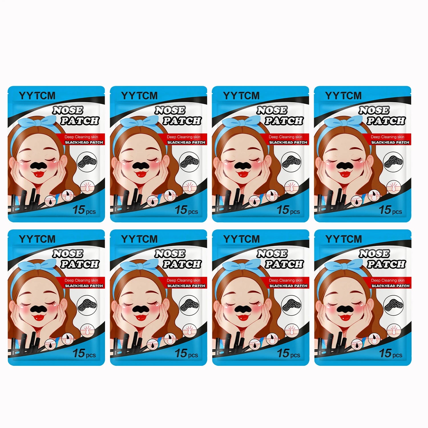 Blackhead Nose Patch, Charcoal Face Nose Mask Deep Cleansing Blackhead Removal Comedone Peel Off Mask 15Pcs/Bag