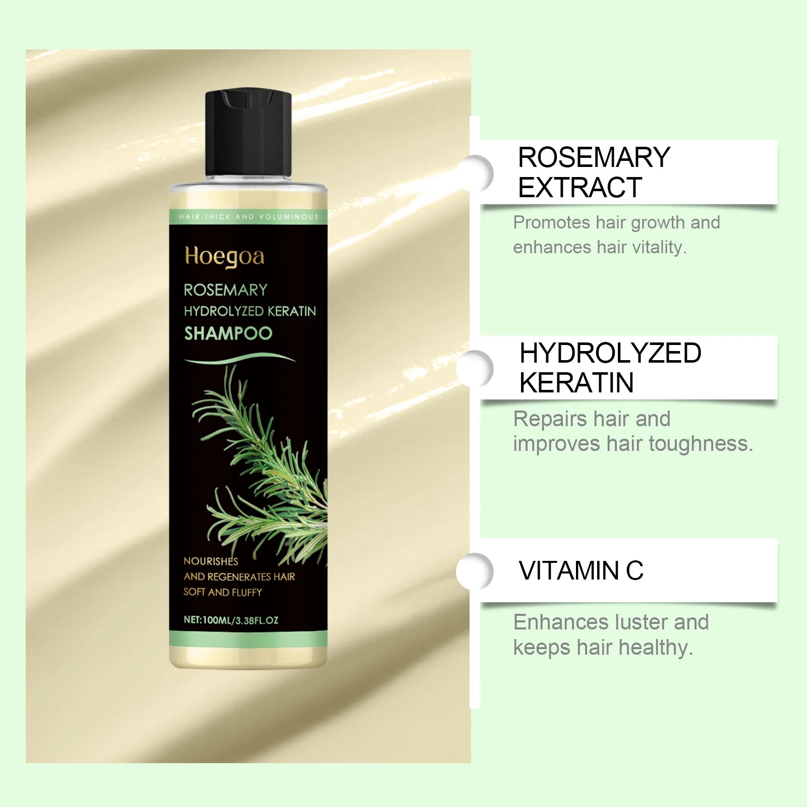 Rosemary Natural Shampoo Thickening & Strengthening Deep Nourishing Scalp Care Moisturizing Shampoo for Dry Damaged Hair Hair Home Use