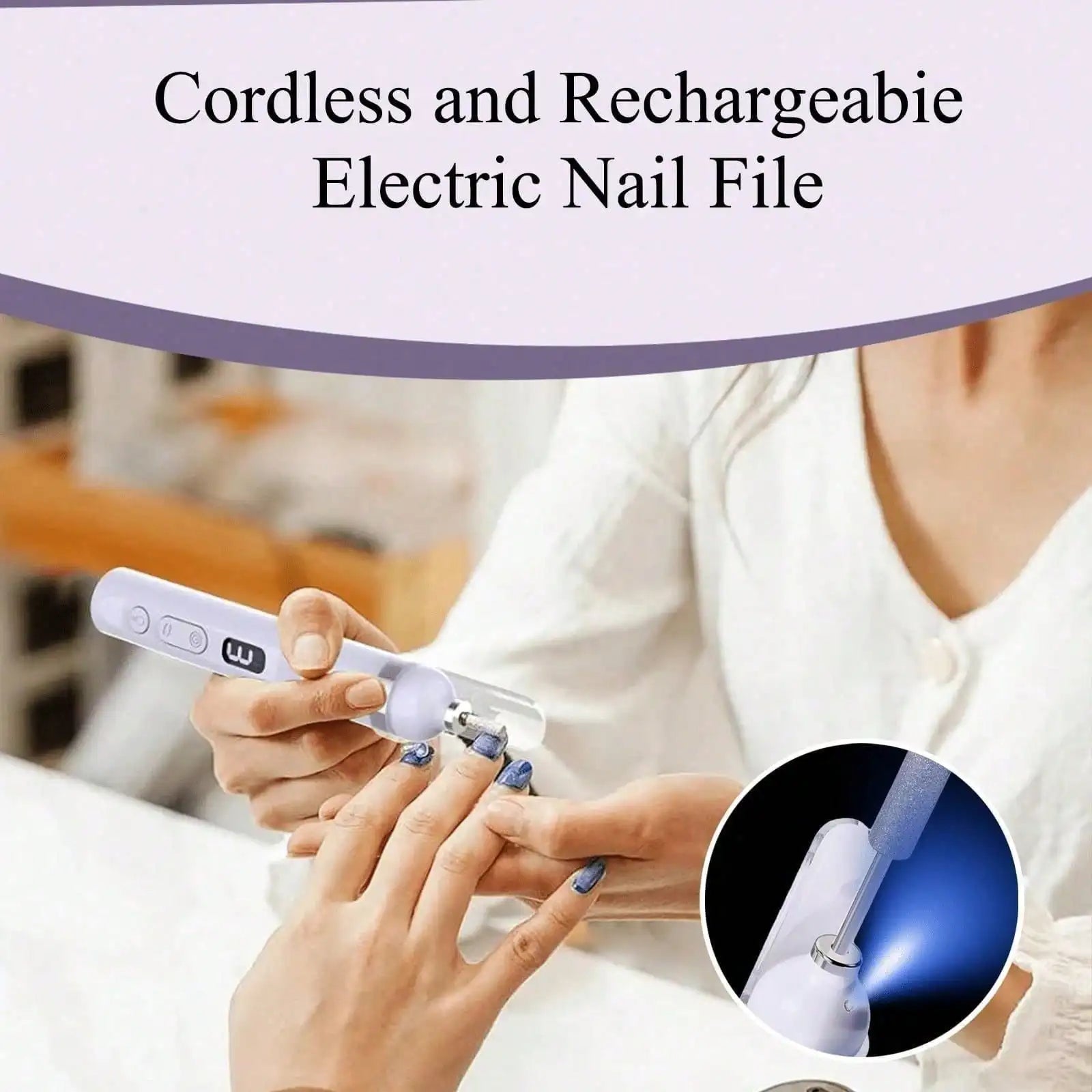 2-In-1 Cordless Electric Nail Drill File With Flash Cure Light Stepless Speed Control For Acrylic Gel Dip Powder Nails Portable Travel Manicure Pedicure Kit For Home DIY Beginners