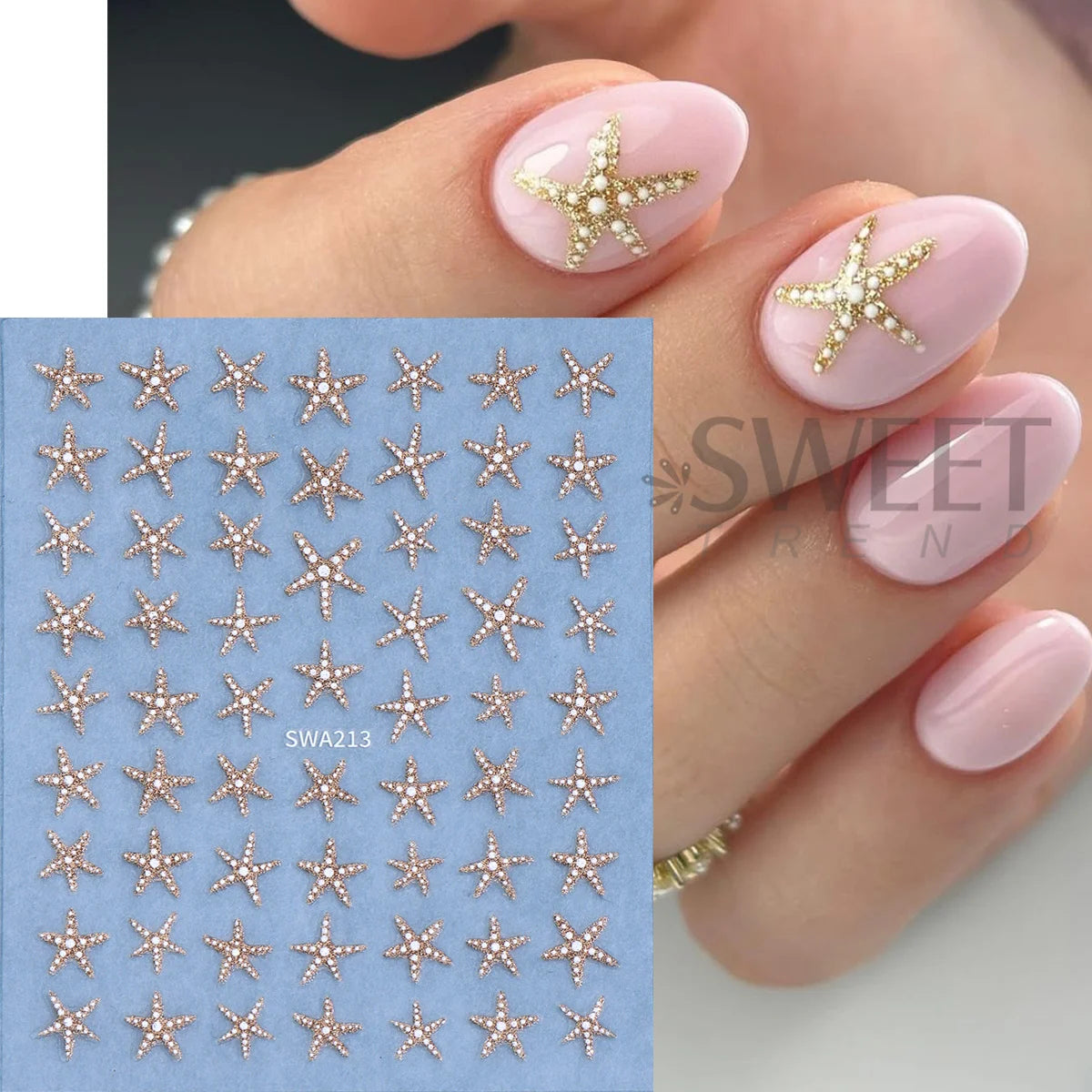 4pcs Bronzing Marine Life Nail Stickers Gold Silver Glitter Starfish Design Sliders Metal Sea Turtle Summer Decals Manicure Tips