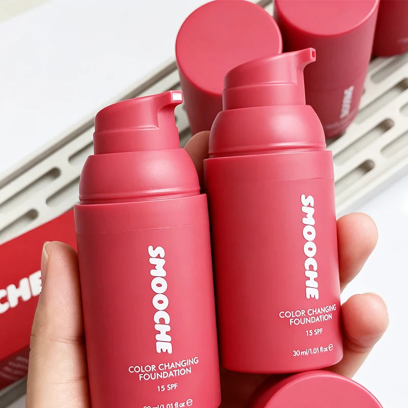 SMOOCHE Color Changing Foundation SPF15 Moisturize Waterproof Self Adjust Skin Tone Liquid Foundation Lightweight Nature Makeup