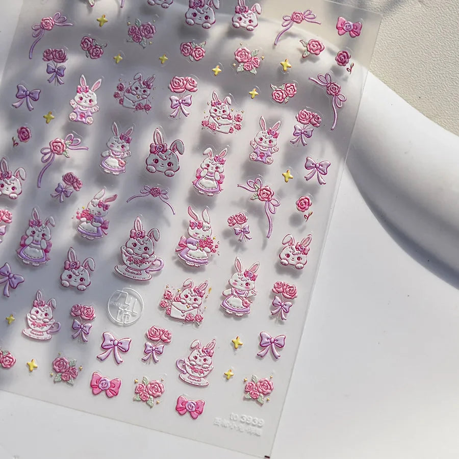 5D Jelly Flower Nail Stickers Delicate Petal Blossom Shiny Like Translucent Floral Self Adhesive Decoration Manicure Decal DIY