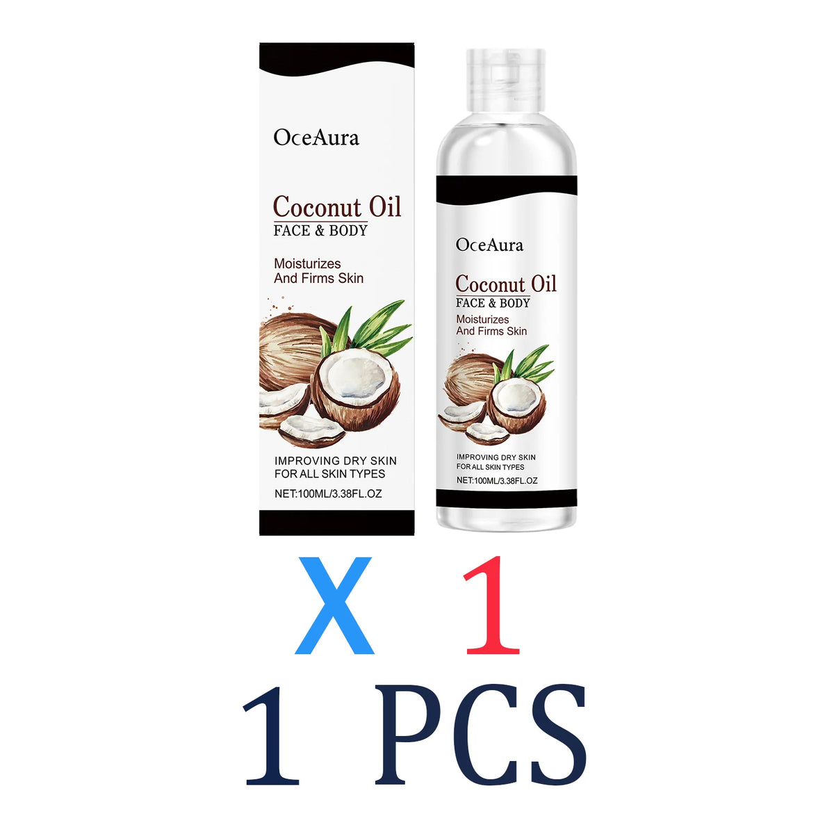 Coconut Oil for Skin & Body 100ml Natural Moisturizing Dry Oil Nourishing & Hydrating Tropical Scent Non Greasy Fast Absorbing