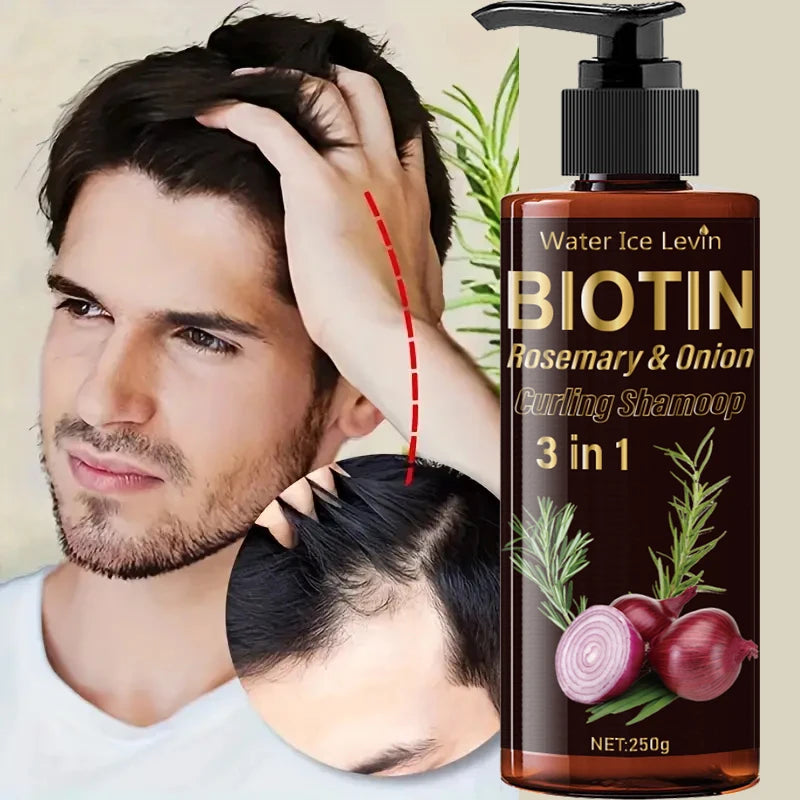 Biotin Shampoo 3-in-1, Moisturizing and Rich in Onion Extract Foam, Hydrates and Adds Shine for 72 Hours, Gently Massages and Cleanses for Hair That Is Fluffy and Smooth