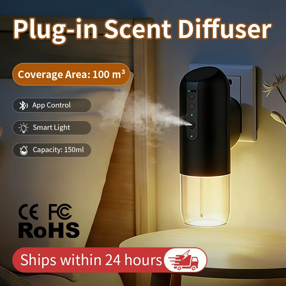 TEABLUM 100m³ Smart Automatic Air Freshener Plug in Diffuser Hotel Scent Diffuser for Home and Toilet 150ml Fragrance Diffuser