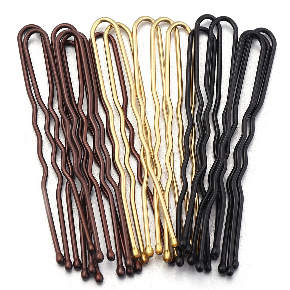50pcs 5cm Hair Pins Metal U Shape Hairpins For Women Girls Headpiece Wedding Bride Head Jewelry Decor Headwear Hair Accessories