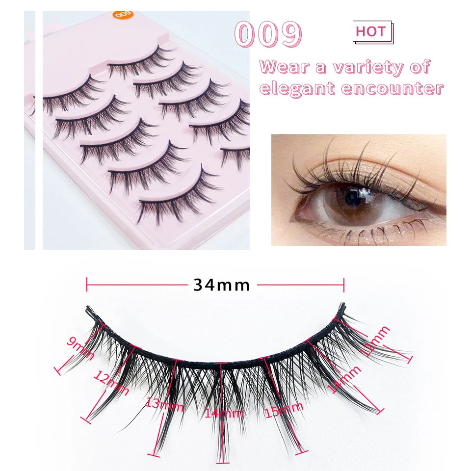 RED SIREN Eyelashes Makeup 5 Pairs Soft Natural Mink Lashes Korean Fashion Manga Lashes