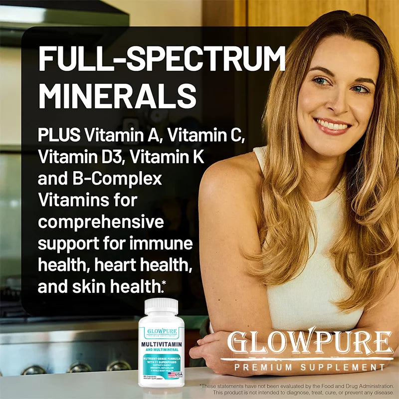 Multivitamin for Women, Organic Whole Foods & Natural Minerals - B-Complex Vitamin C D3 K2 for Stress Immunity Hair Skin & Nails