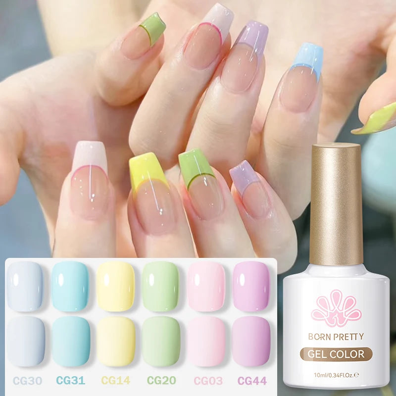 BORN PRETTY 10ML Gel Nail Polish for All Season Black White Baby Green Yellow Pink Semi Permanent Nail Salon Design French Nails