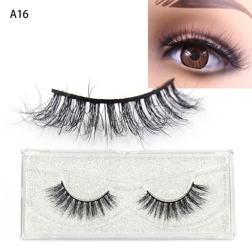 LEHUAMAO Makeup False Eyelashes Handmade Mink Lashes Fluffy Long 3D Strip Thick Fake Faux Mink Eyelashes Makeup Beauty Tool A19