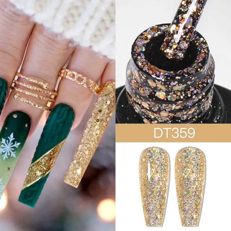 MEET ACROSS 7ml Red Blue Green Metallic Gel Nail Polish Super Bright Mirror Effect Semi Permanent LED UV Gel Nail Art Varnish