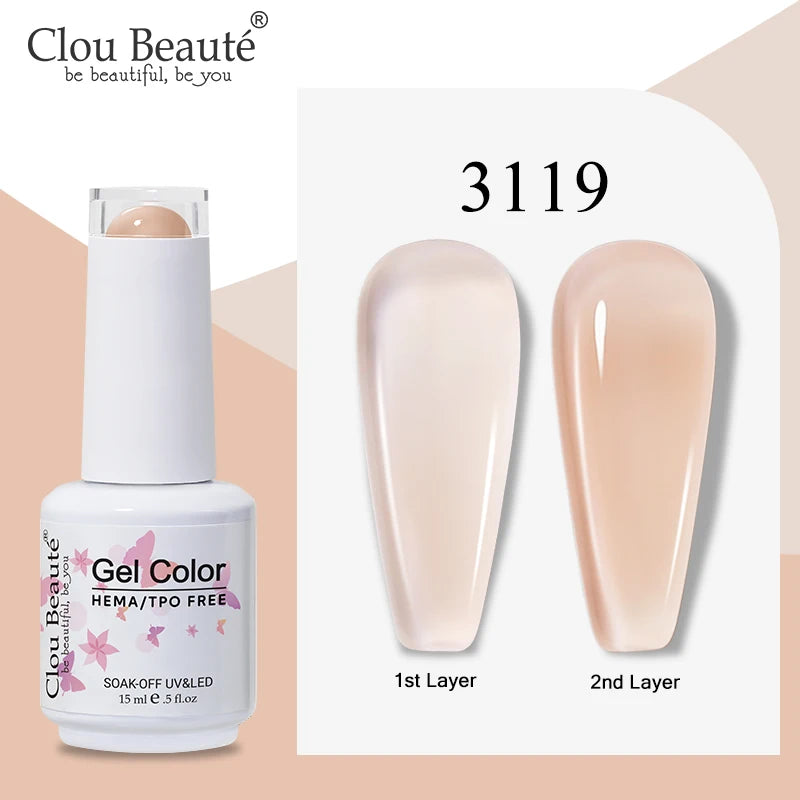 Clou Beaute Semi-transparent Jelly Color UV Gel Manicure Gel Nail Nail Supplies For Professionals Semi-permanent Varnish 15ml