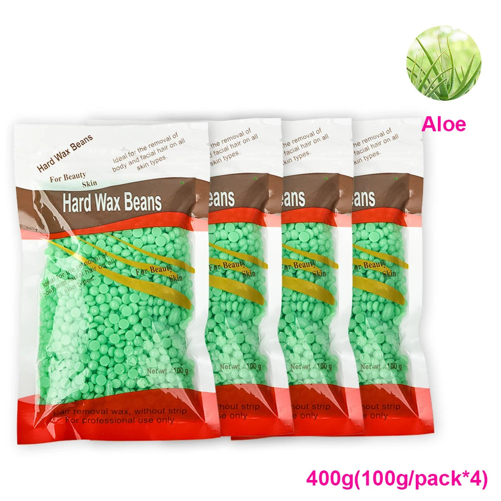 100g-400g hard wax beans Solid Hair Remover No Strip Depilatory Hot Film Wax Bead Hair Wax Heater Removal for Full Body