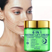 6-in-1 Instant Lift Cream Collagen Vitamin C Retinol Blend. Hydrates, Lifts, Firms Skin. Day Night Use. Visible Tightening. 100g.