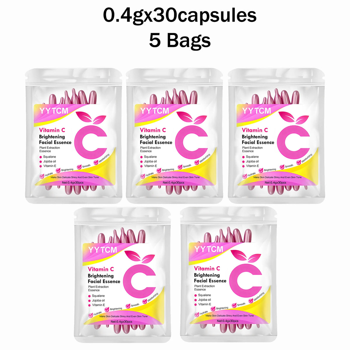Vitamin C Moisturizing Capsule Serum – 30 Capsules with Squalane, Vitamin E, Magnolia & Jojoba Oils for Deep Hydration, Smooth & Radiant-Looking Skin