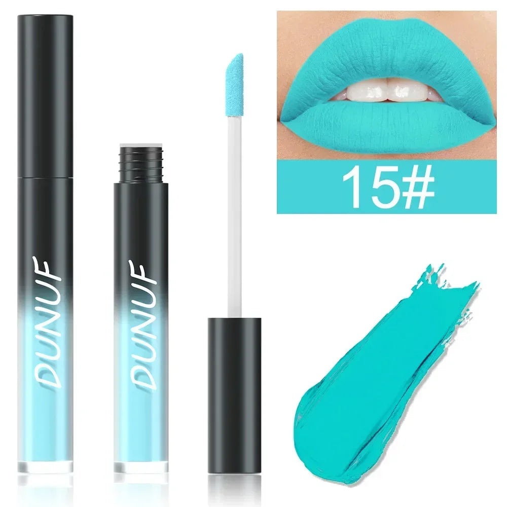 32 Color Lipstick Matte Lasting Lip Gloss Moisturizing Non-stick Cup Halloween Party Purple Blue Black Highly Pigments Lip Glaze